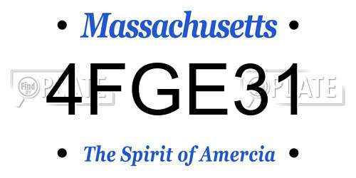 4FGE31 Massachusetts License Plate