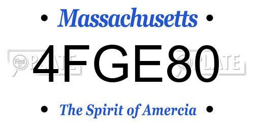 4FGE80 Massachusetts License Plate
