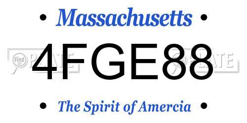 4FGE88 Massachusetts License Plate