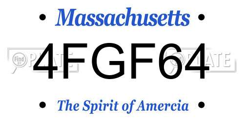 4FGF64 Massachusetts License Plate
