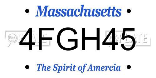 4FGH45 Massachusetts License Plate