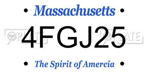 4FGJ25 Massachusetts License Plate