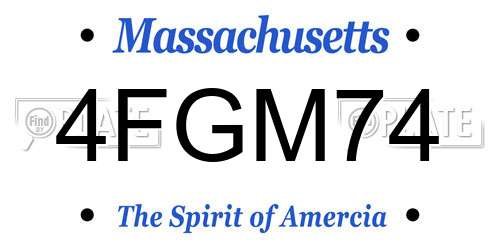 4FGM74 Massachusetts License Plate