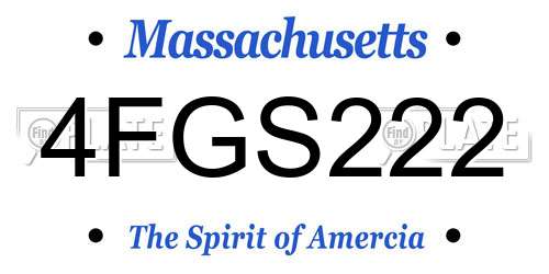 4FGS222 Massachusetts License Plate
