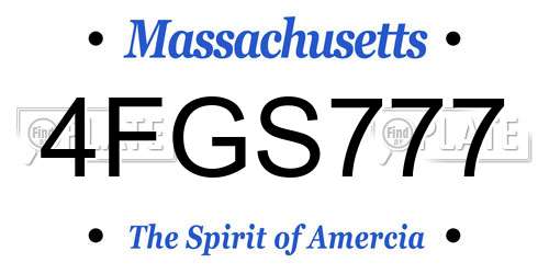 4FGS777 Massachusetts License Plate