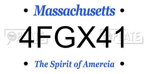 4FGX41 Massachusetts License Plate