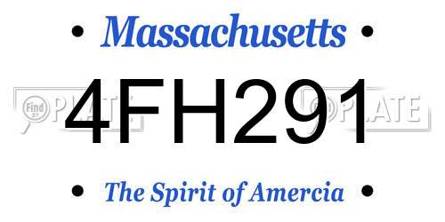 4FH291 Massachusetts License Plate