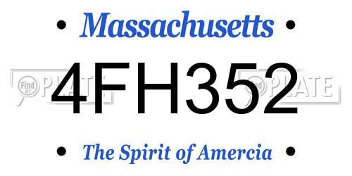 4FH352 Massachusetts License Plate