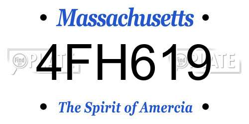 4FH619 Massachusetts License Plate