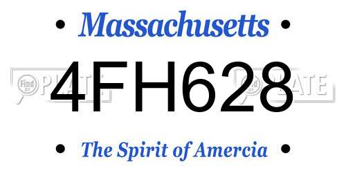 4FH628 Massachusetts License Plate