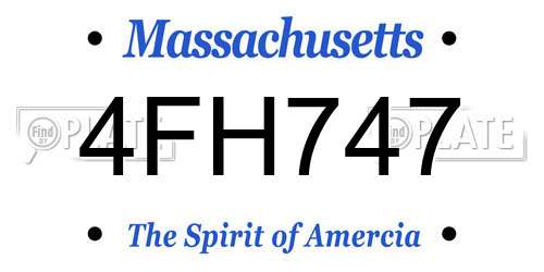 4FH747 Massachusetts License Plate