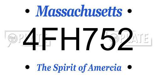 4FH752 Massachusetts License Plate