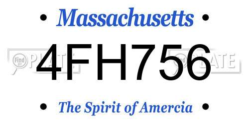 4FH756 Massachusetts License Plate