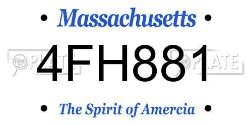 4FH881 Massachusetts License Plate
