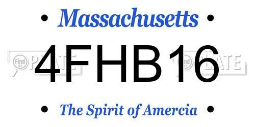 4FHB16 Massachusetts License Plate