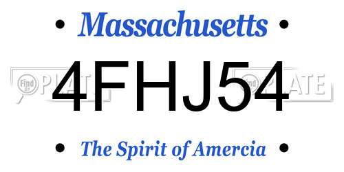 4FHJ54 Massachusetts License Plate