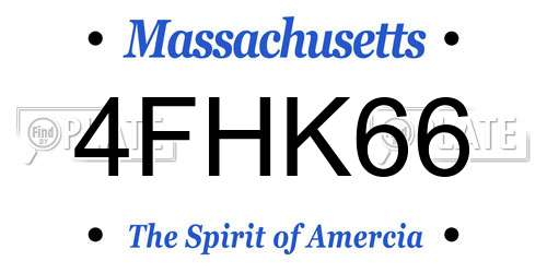 4FHK66 Massachusetts License Plate