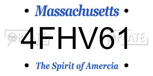 4FHV61 Massachusetts License Plate
