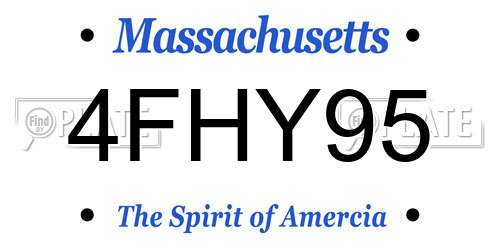 4FHY95 Massachusetts License Plate