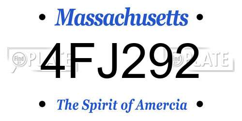 4FJ292 Massachusetts License Plate
