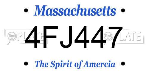 4FJ447 Massachusetts License Plate