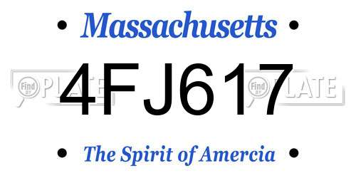 4FJ617 Massachusetts License Plate