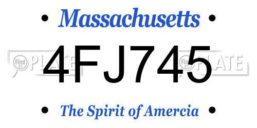 4FJ745 Massachusetts License Plate