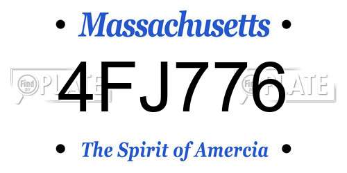 4FJ776 Massachusetts License Plate
