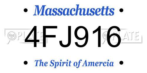 4FJ916 Massachusetts License Plate