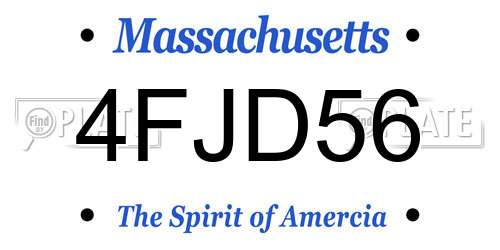 4FJD56 Massachusetts License Plate