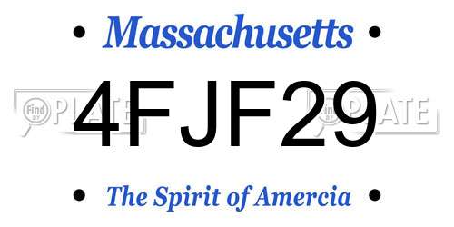 4FJF29 Massachusetts License Plate