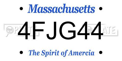 4FJG44 Massachusetts License Plate