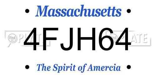 4FJH64 Massachusetts License Plate