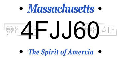 4FJJ60 Massachusetts License Plate