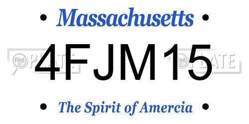 4FJM15 Massachusetts License Plate