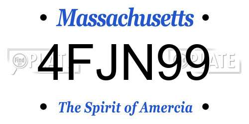 4FJN99 Massachusetts License Plate