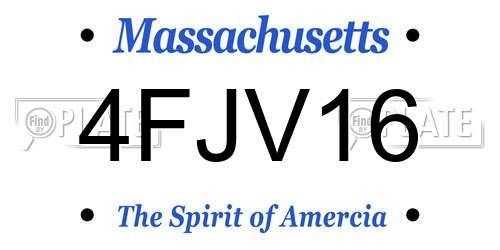 4FJV16 Massachusetts License Plate