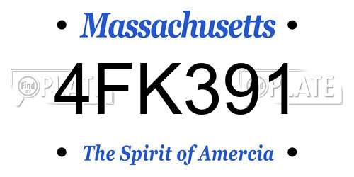 4FK391 Massachusetts License Plate