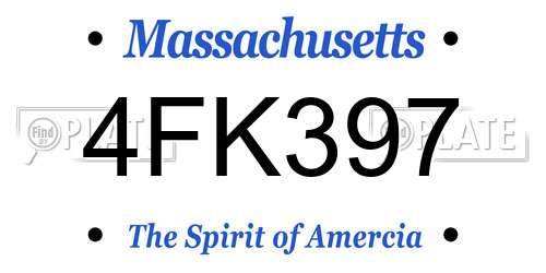 4FK397 Massachusetts License Plate
