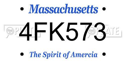 4FK573 Massachusetts License Plate