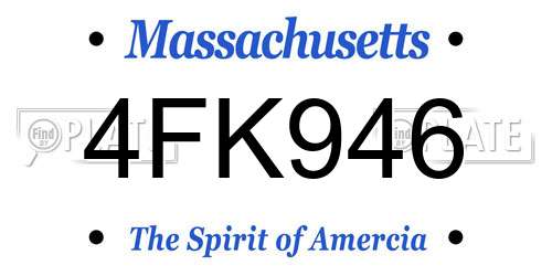 4FK946 Massachusetts License Plate