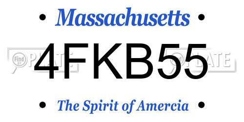 4FKB55 Massachusetts License Plate