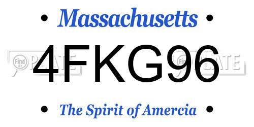 4FKG96 Massachusetts License Plate