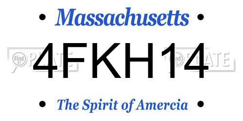 4FKH14 Massachusetts License Plate