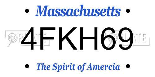 4FKH69 Massachusetts License Plate
