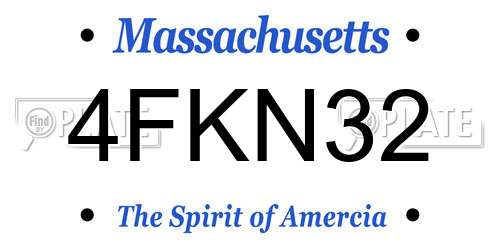 4FKN32 Massachusetts License Plate