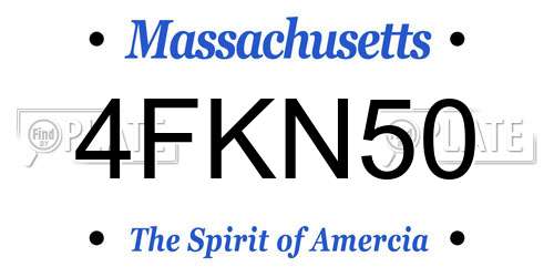 4FKN50 Massachusetts License Plate