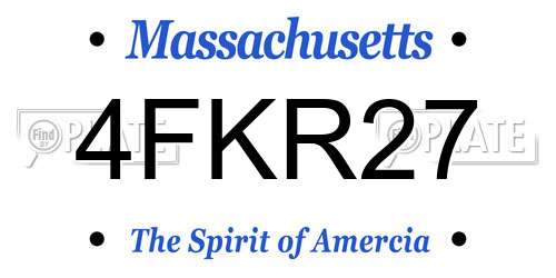 4FKR27 Massachusetts License Plate