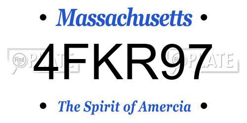 4FKR97 Massachusetts License Plate