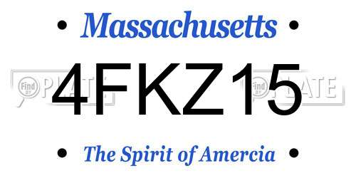 4FKZ15 Massachusetts License Plate